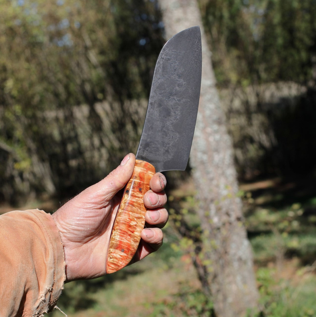 6.5 inch Custom Camp/chef in leather, fancy box elder