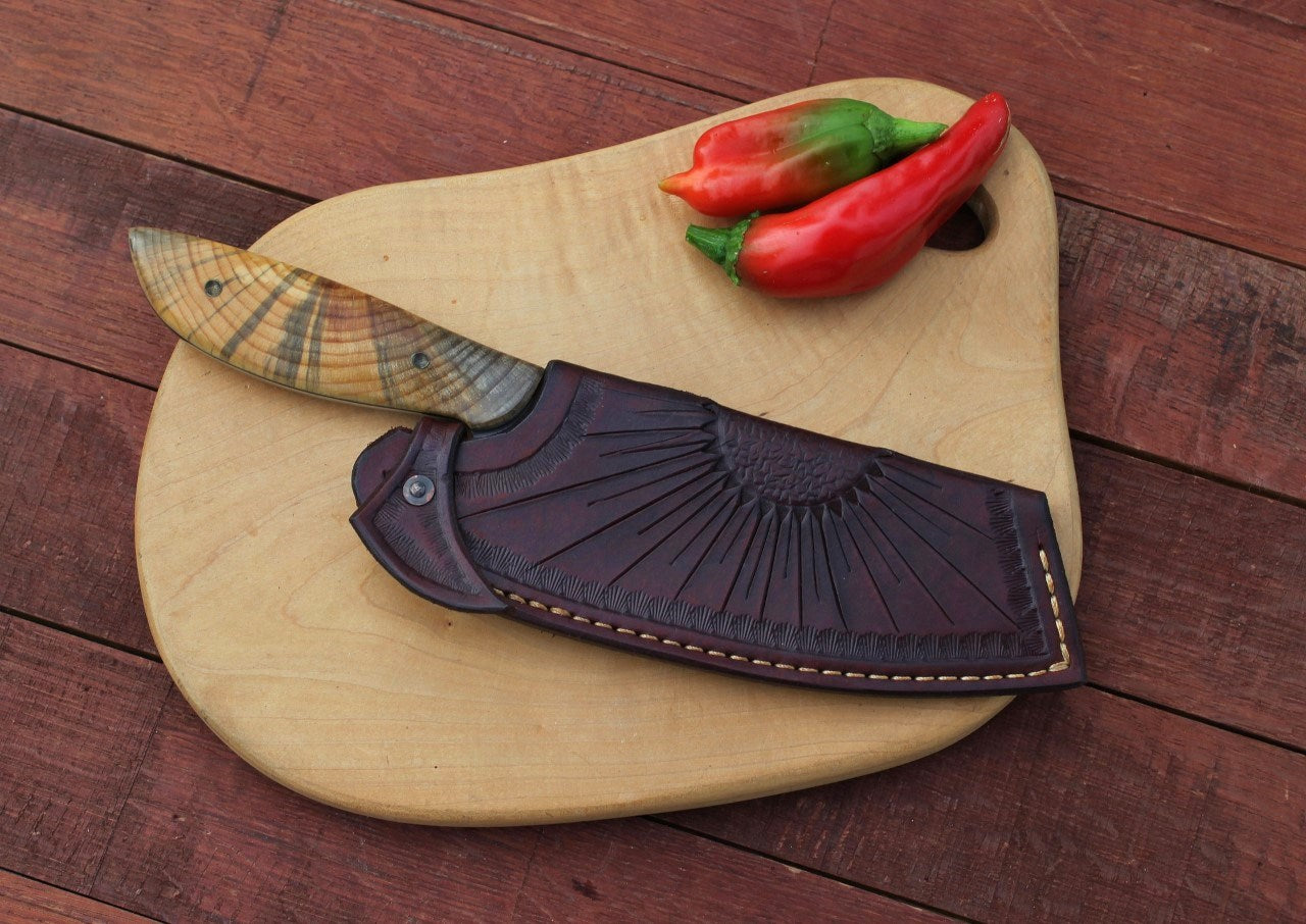 Custom Camp/chef knife, Ponderosa pine
