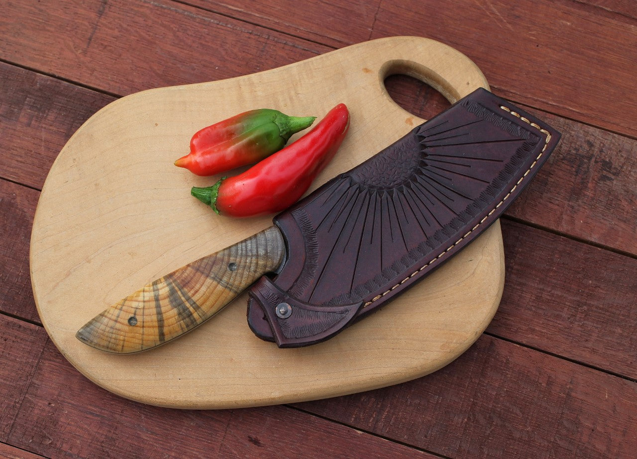 Custom Camp/chef knife, Ponderosa pine