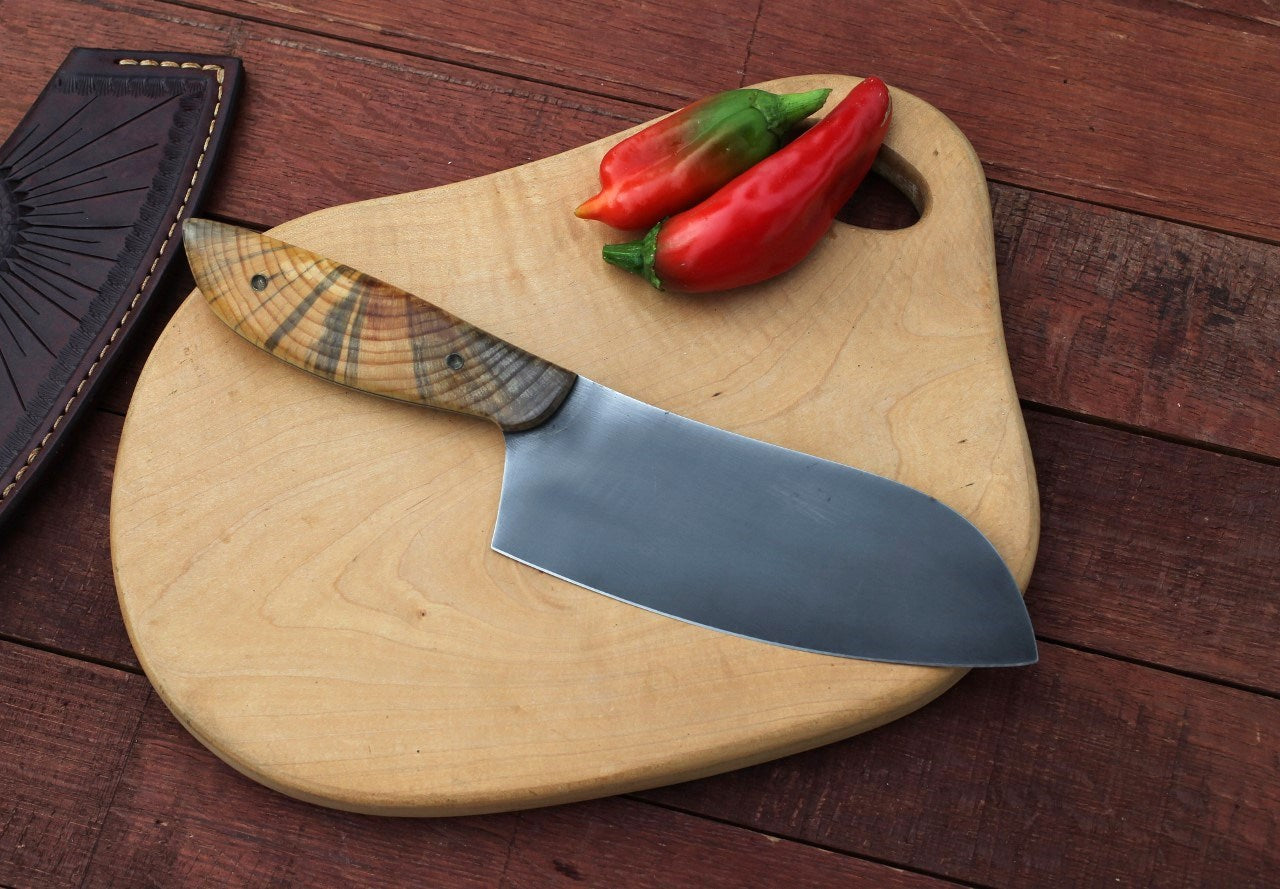 Custom Camp/chef knife, Ponderosa pine