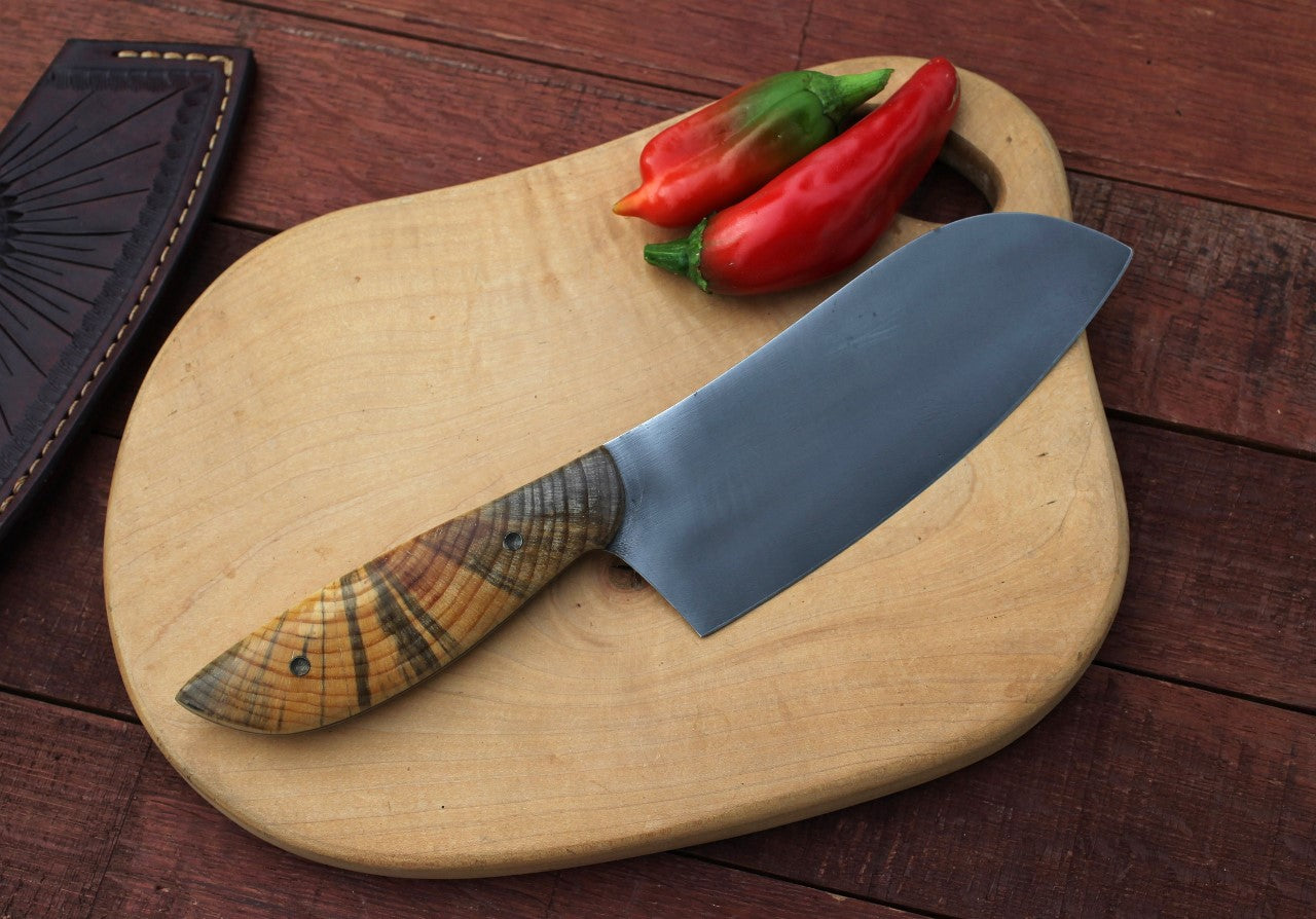 Custom Camp/chef knife, Ponderosa pine