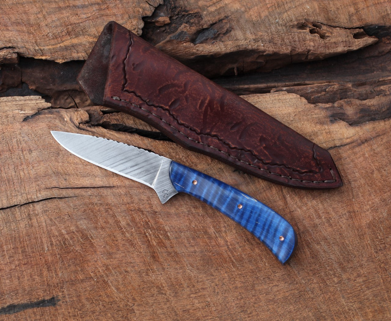 Custom Bird and Trout, figured blue maple