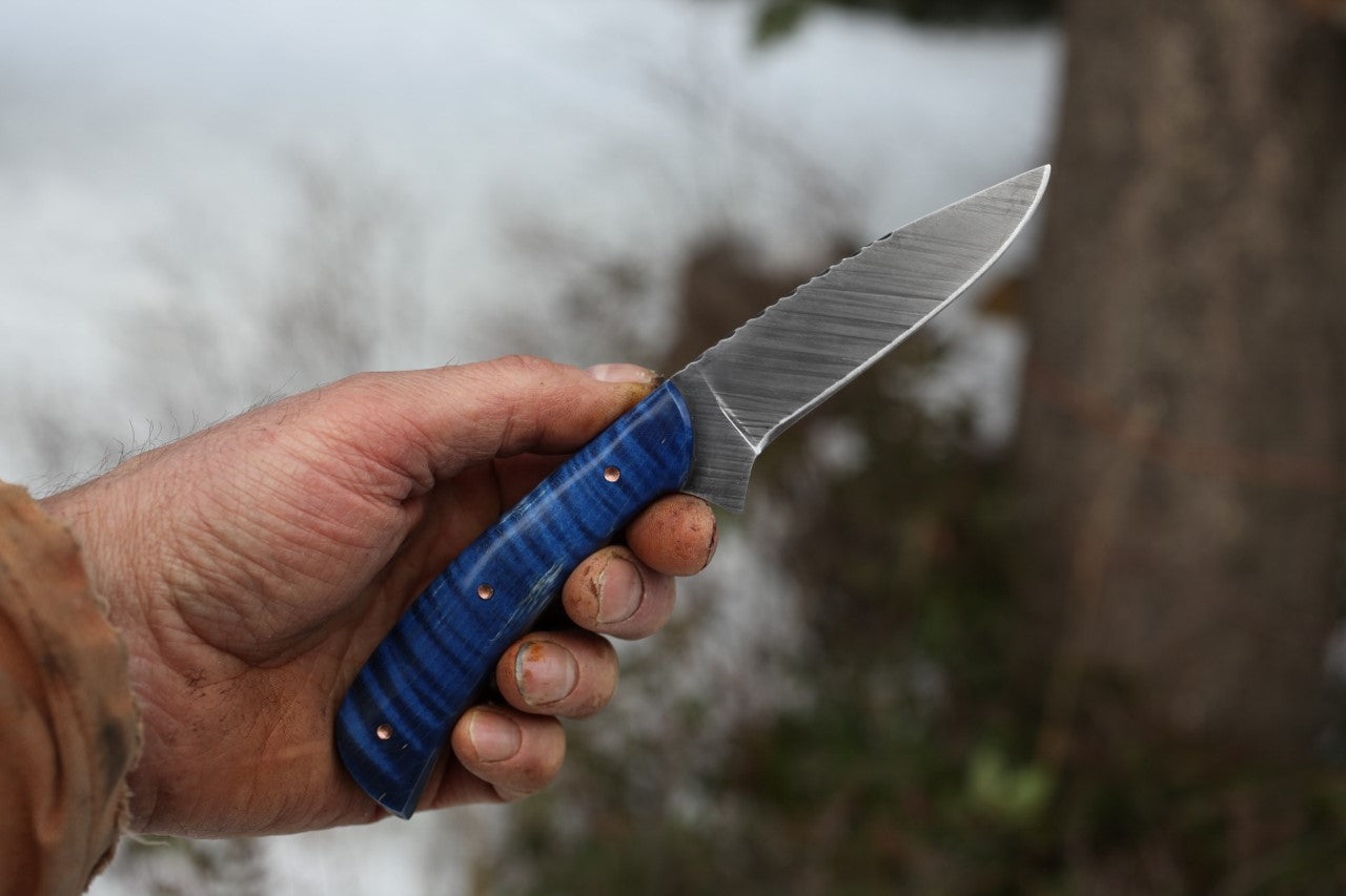 Custom Bird and Trout, figured blue maple