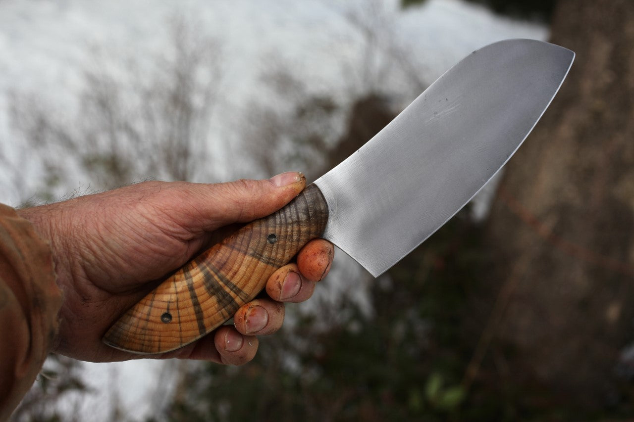 Custom Camp/chef knife, Ponderosa pine