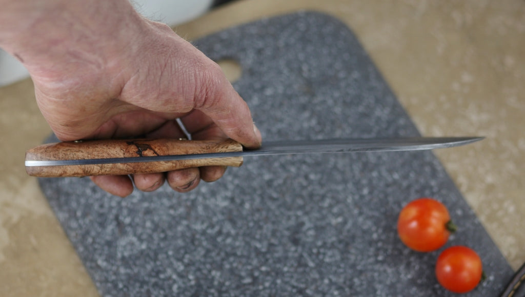 Camp/chef knife in leather, mango wood