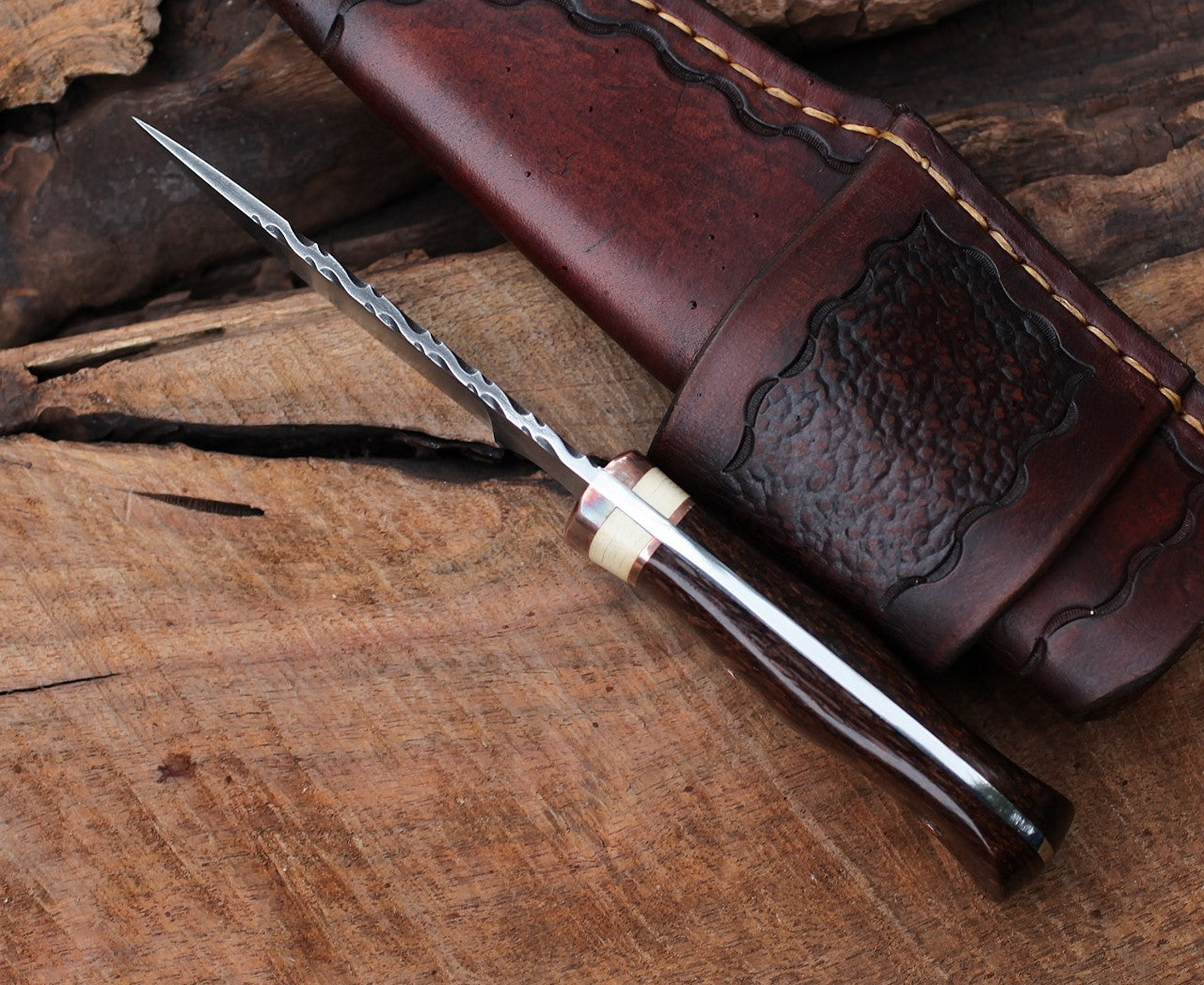 Custom Drop point Hunter, leopard wood