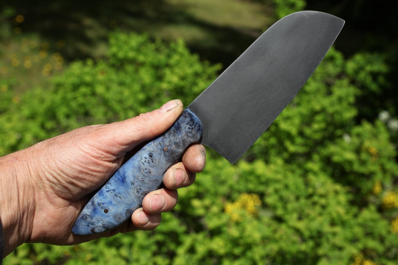 5.5 inch Camp/Chef knife, blue maple burl