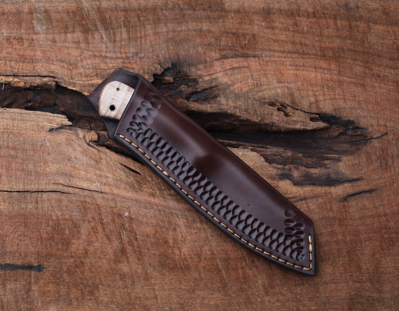 Custom Spay point Camp knife, figured maple