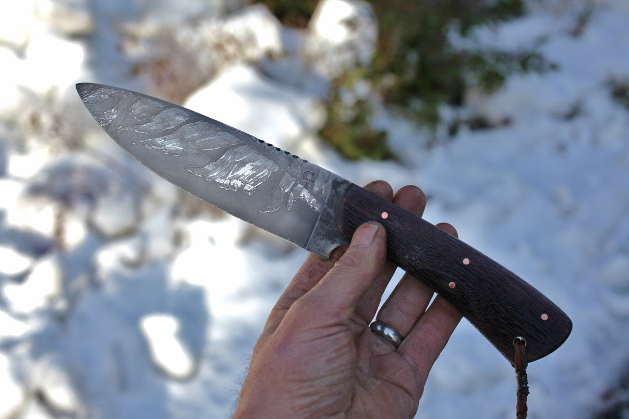 Spear point Camp knife, rosewood