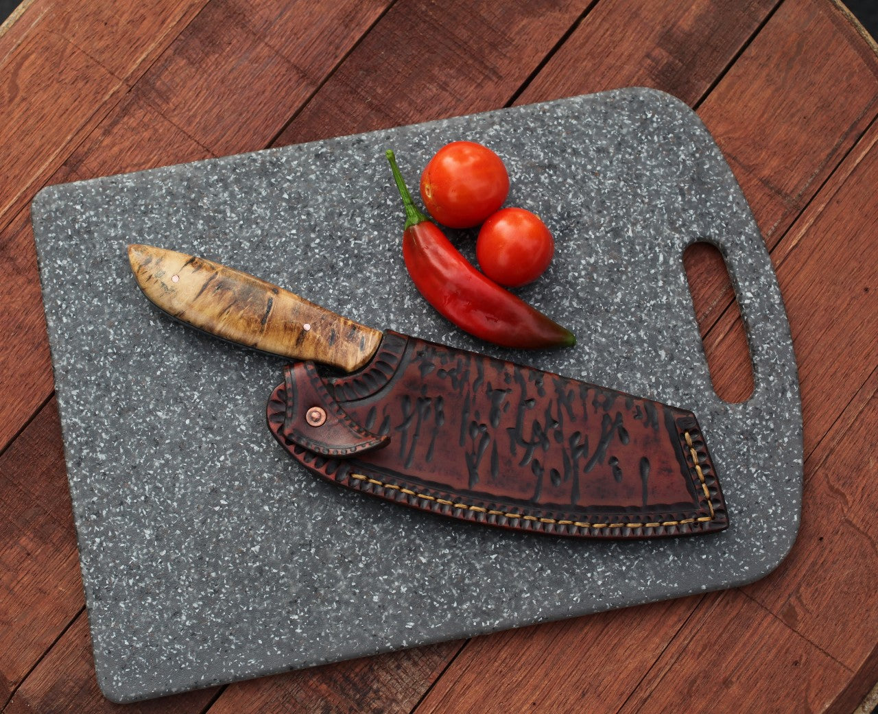 6.5 inch Custom Camp/chef knife, cottonwood burl