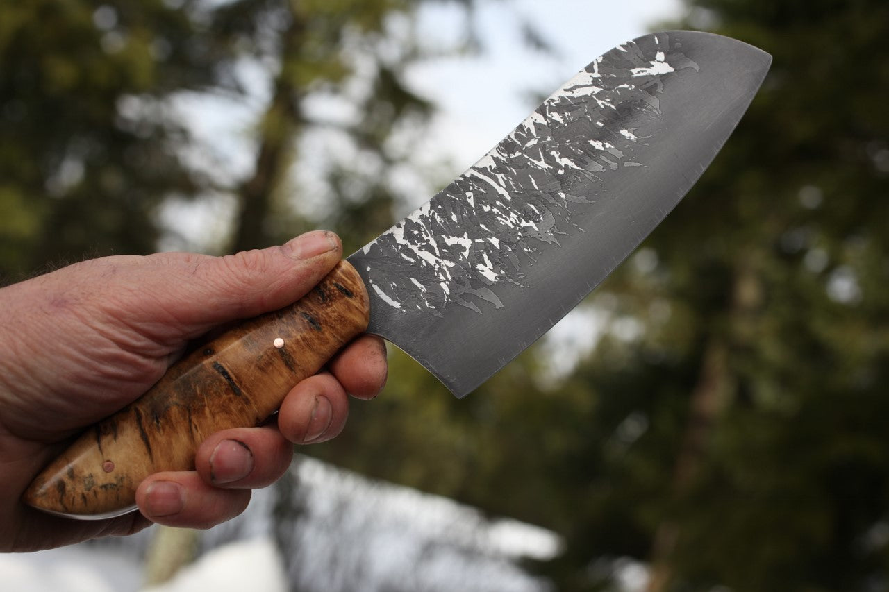6.5 inch Custom Camp/chef knife, cottonwood burl