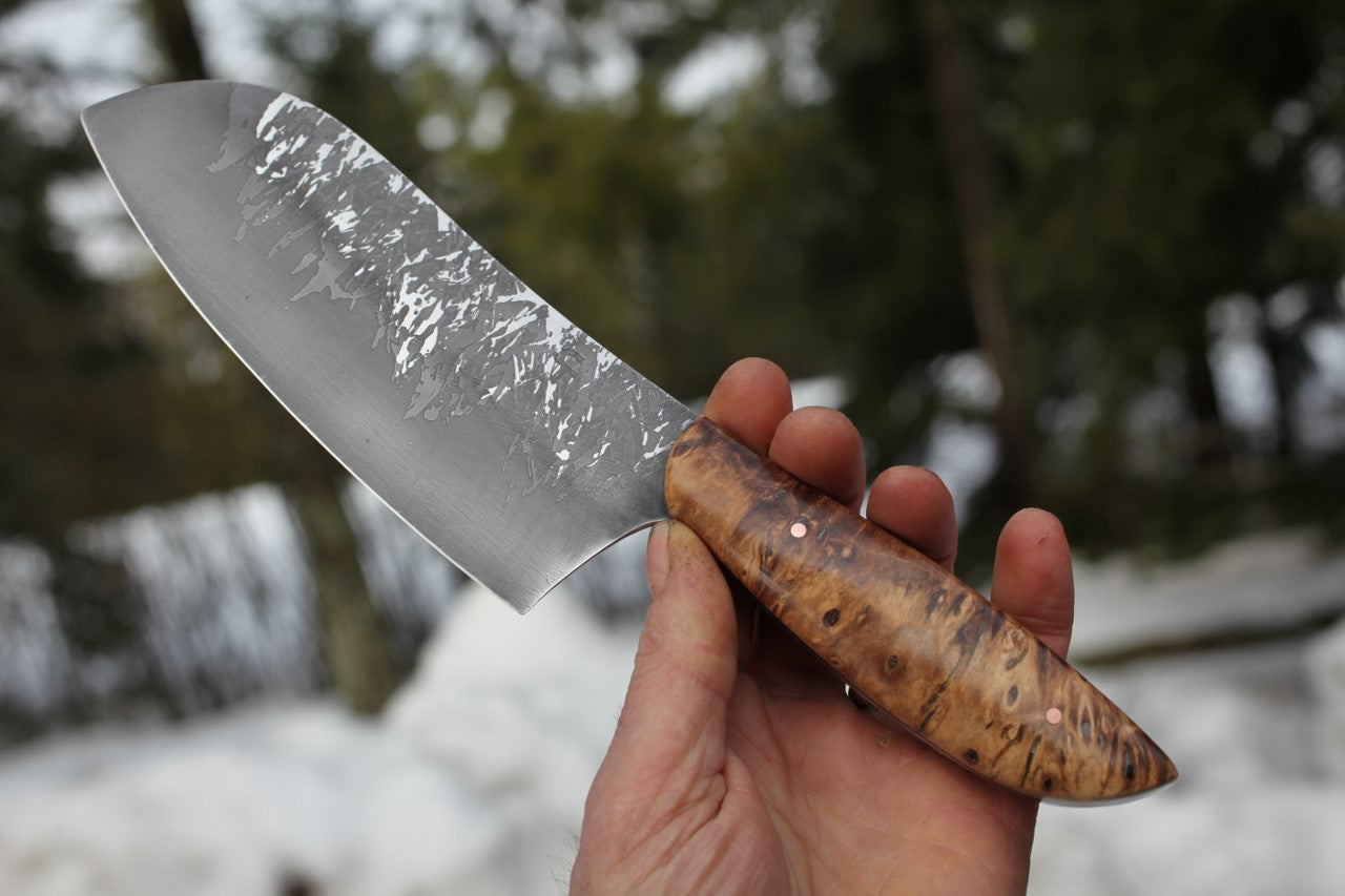 6.5 inch Custom Camp/chef knife, cottonwood burl