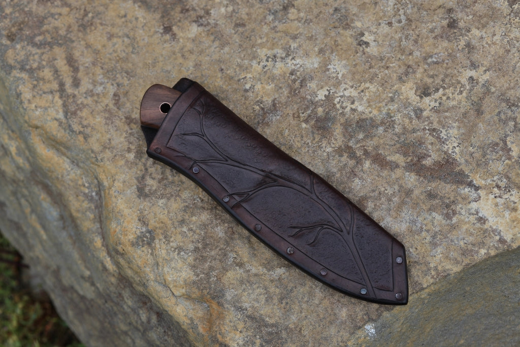 Custom spay point Camp knife,  figured walnut