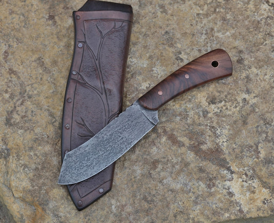 Custom spay point Camp knife,  figured walnut