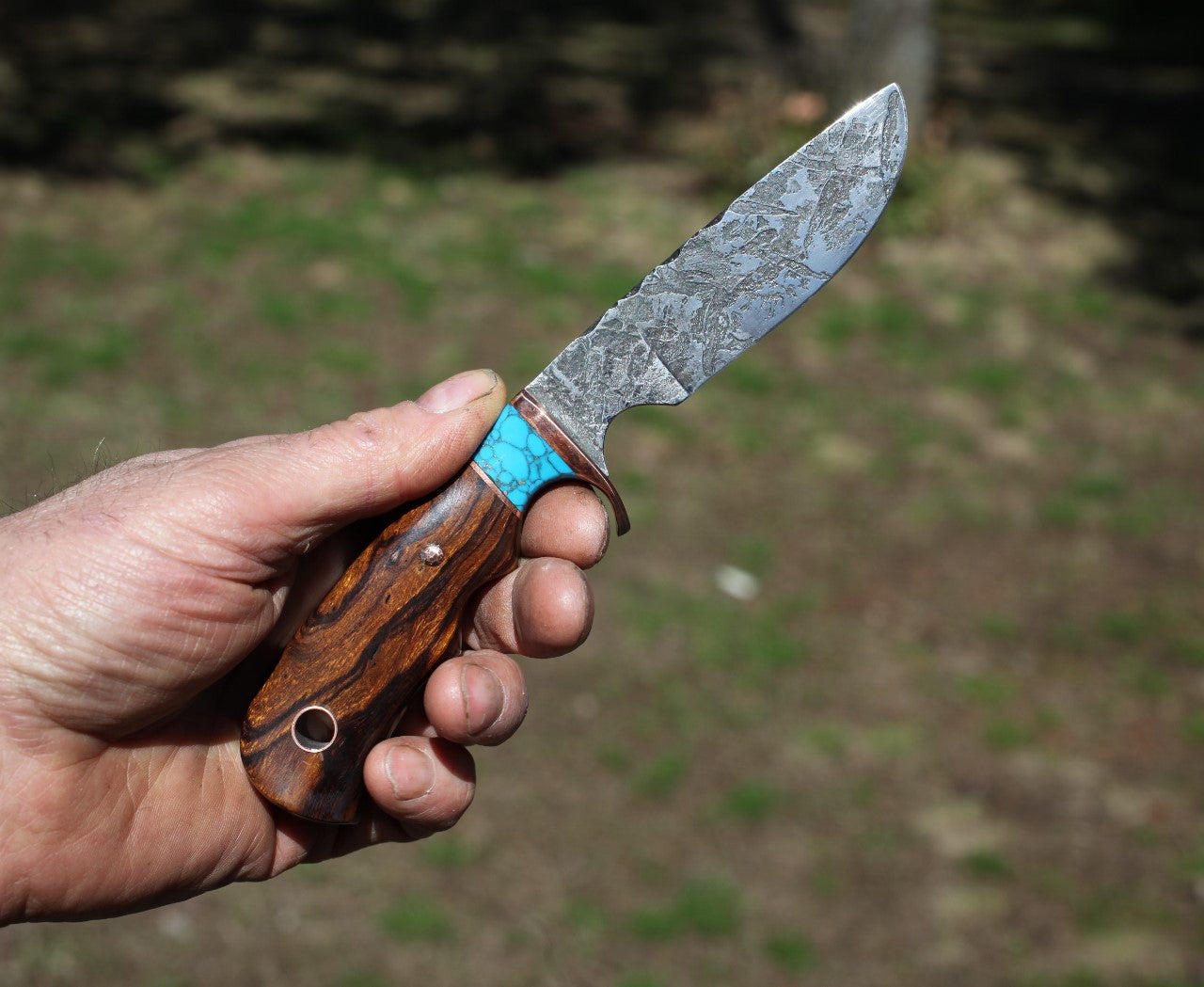 Custom hunter/skinner, turquoise and ironwood