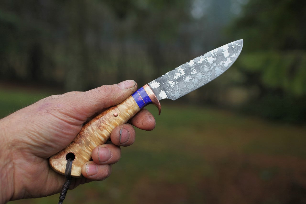 Fancy Drop point Hunting Knife, box elder