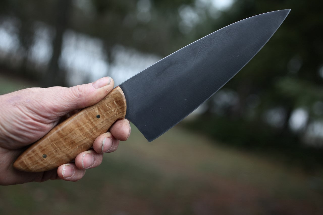 Custom 7.25 inch Chefs knife, figured oak