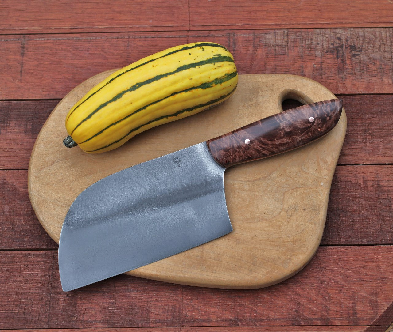 Custom Siberian cleaver, maple burl