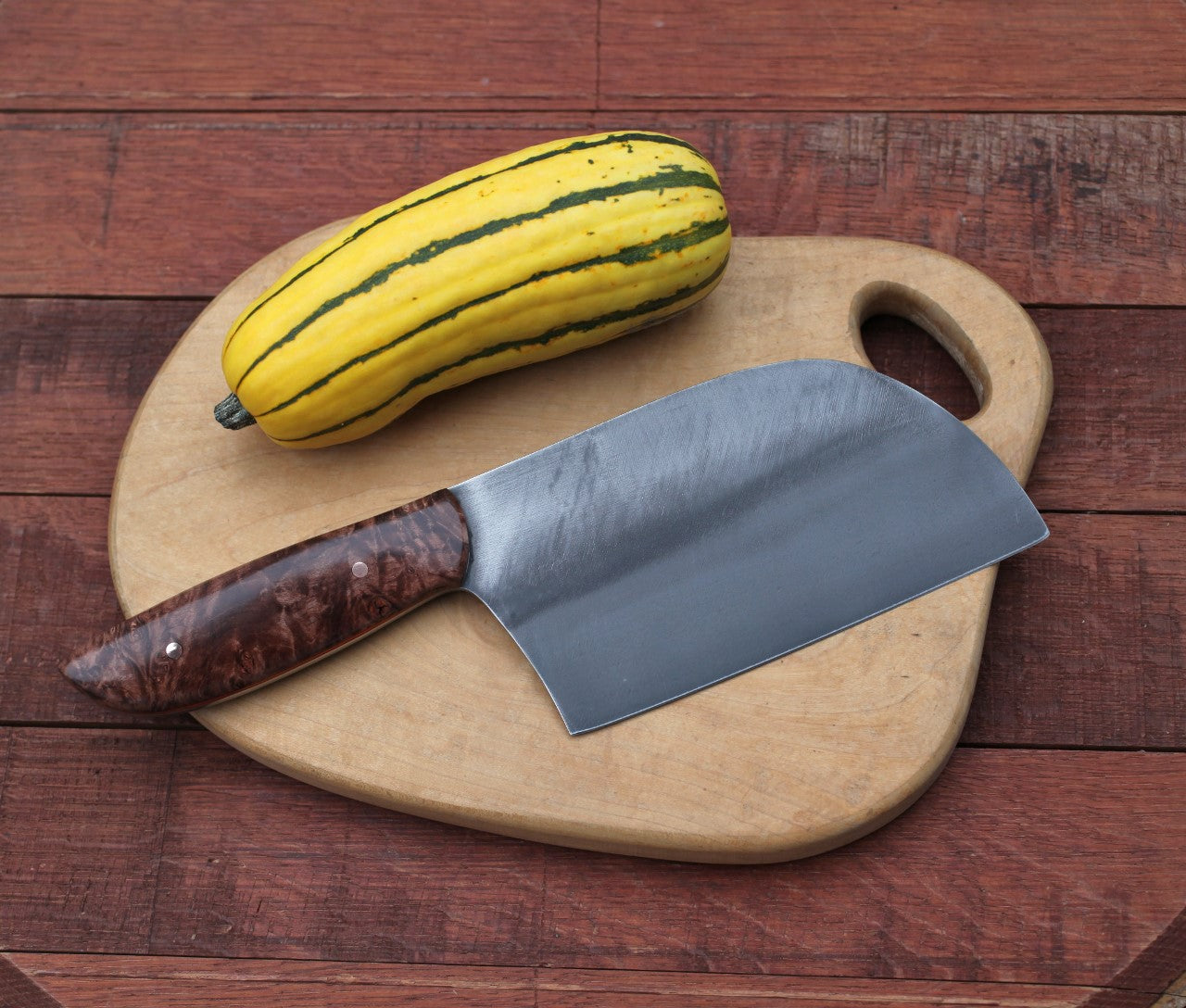Custom Siberian cleaver, maple burl