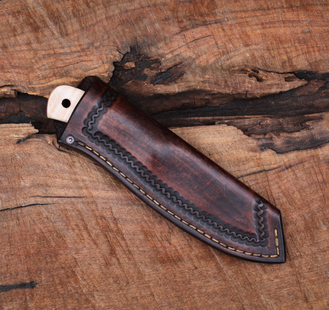 Custom Spay point Camp knife, figured maple