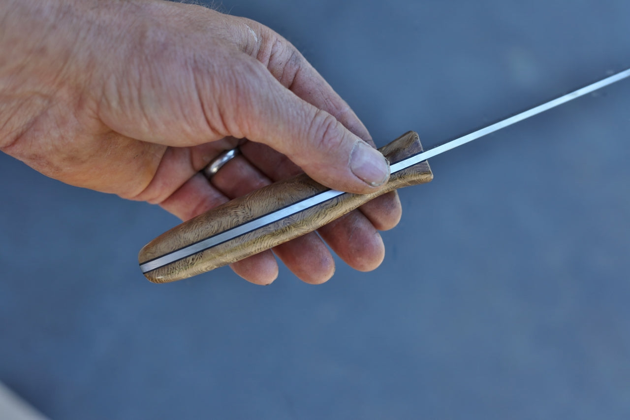 8.5 inch Chefs knife, figured oak
