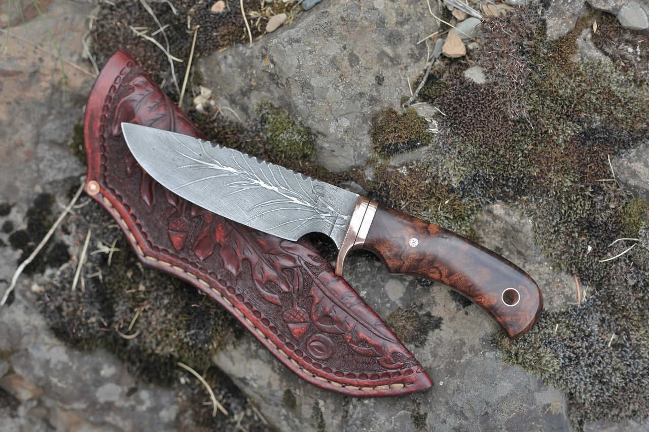 Large game, camp knife, Ironwood burl
