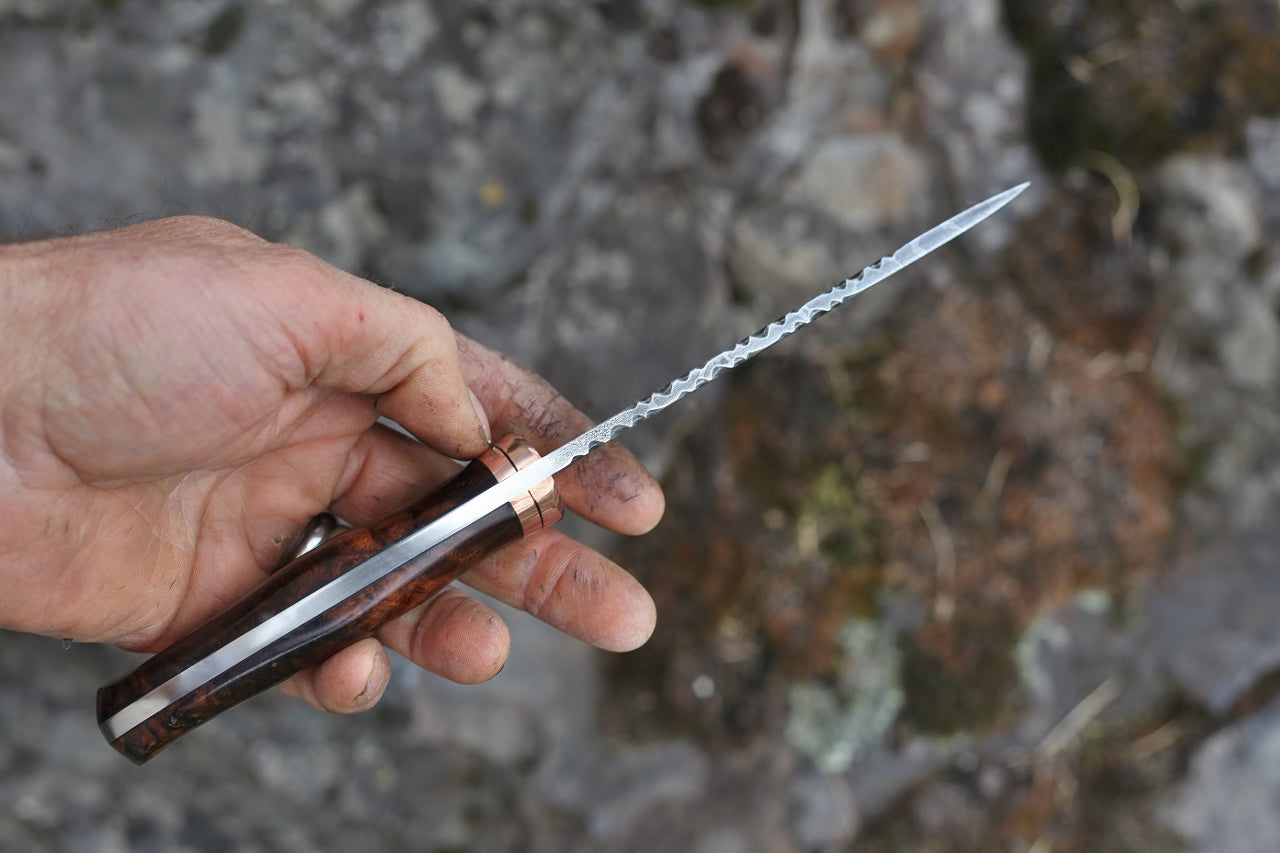 Large game, camp knife, Ironwood burl