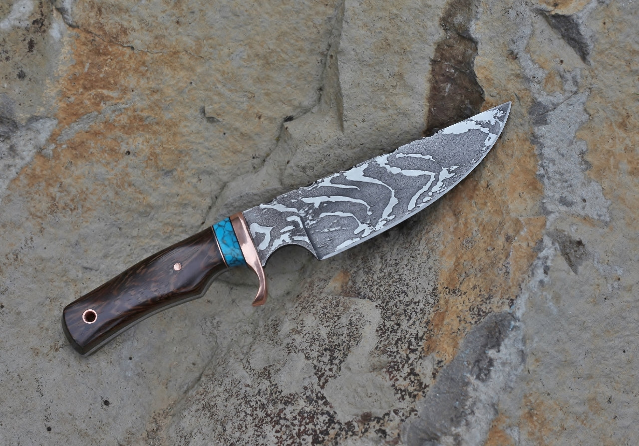 Custom etched utility, wenge and tourquise