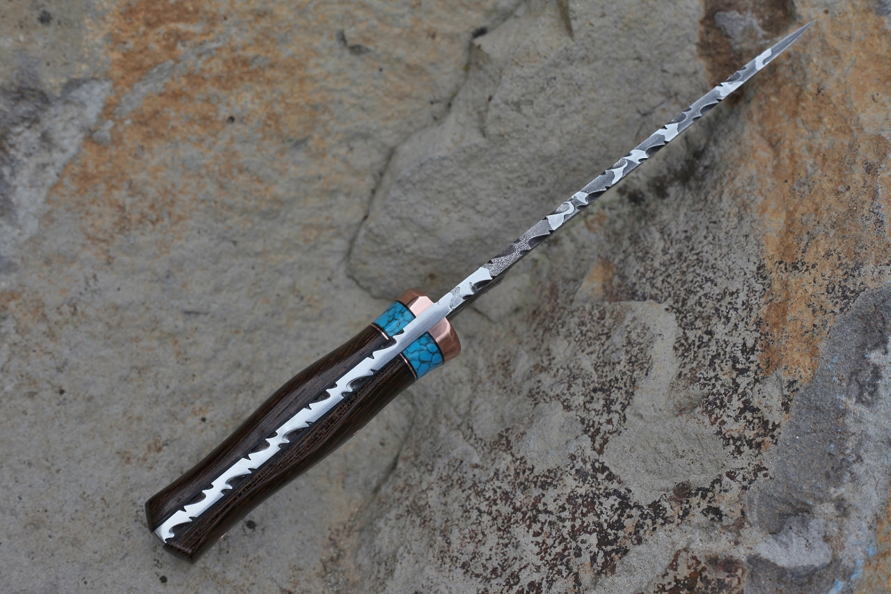 Custom etched utility, wenge and tourquise