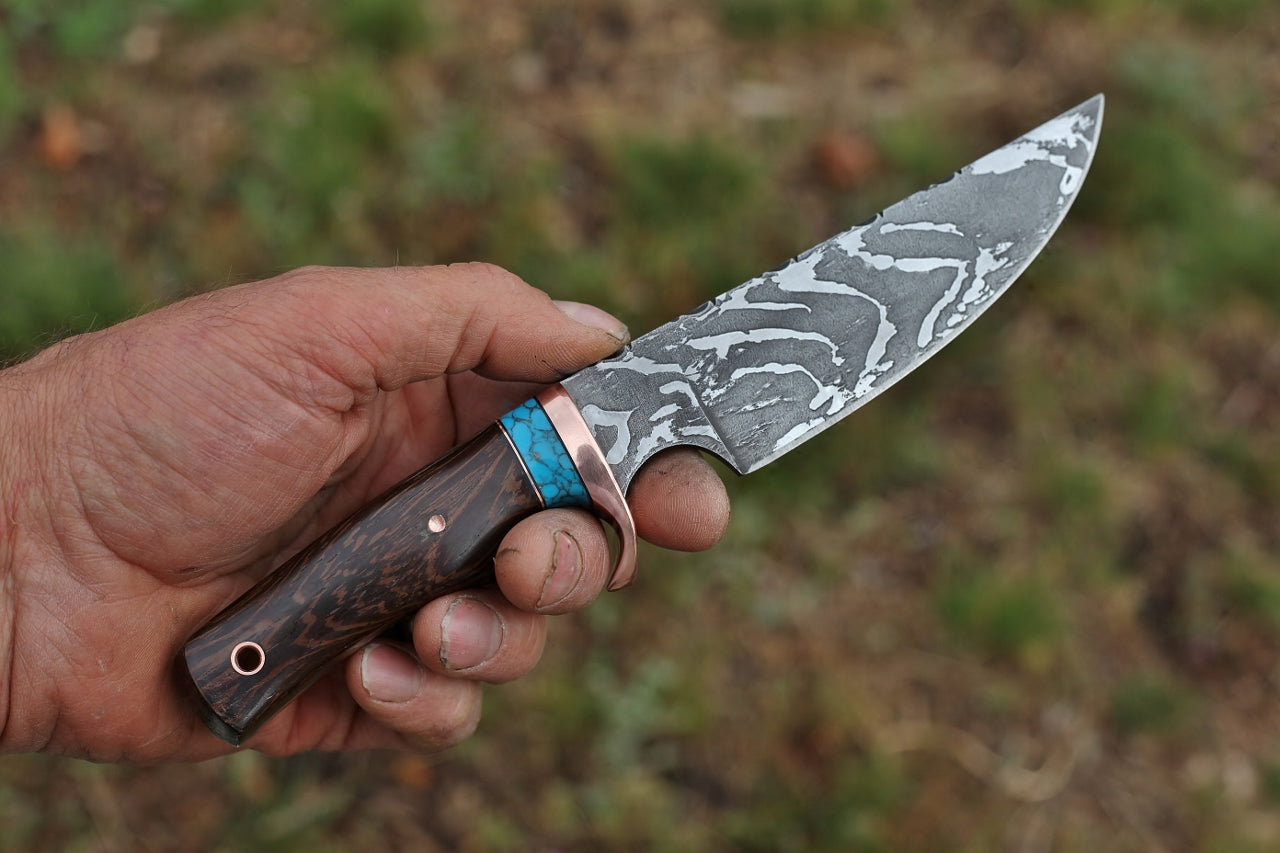 Custom etched utility, wenge and tourquise