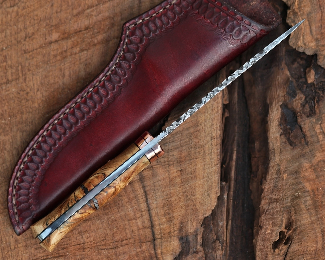 Large game hunter/camp knife, spalted hemlock