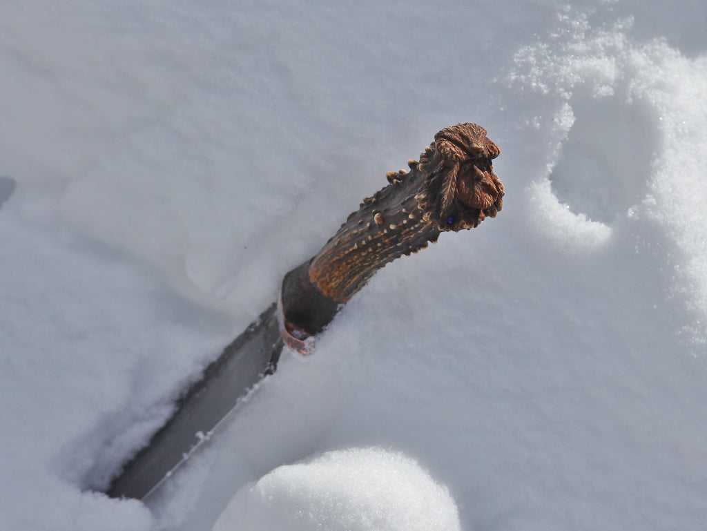 Mountain Man camp knife, carved antler