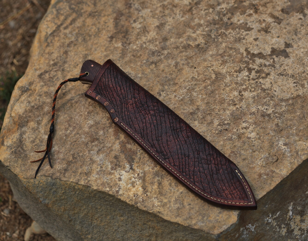 10 inch Spear point camp knife, African rosewood