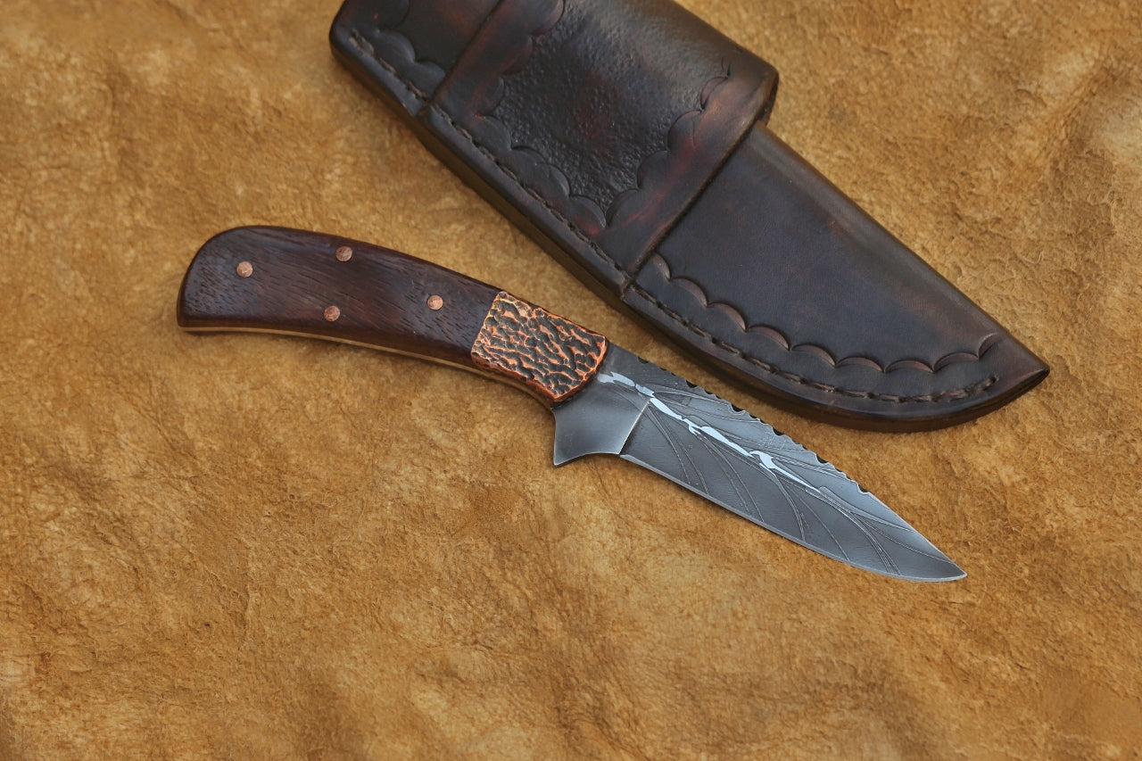 Custom bird and trout, African rosewood and copper
