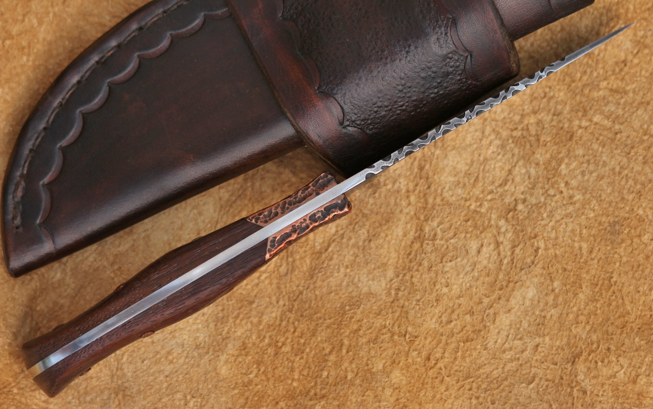 Custom bird and trout, African rosewood and copper