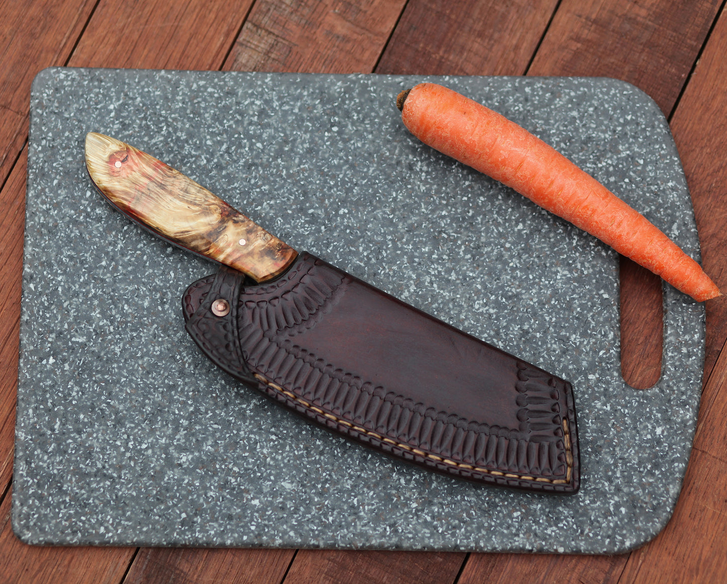 6.5 inch Camp/chef knife, fancy box elder