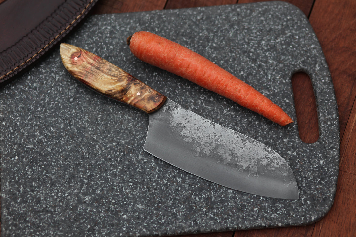 6.5 inch Camp/chef knife, fancy box elder