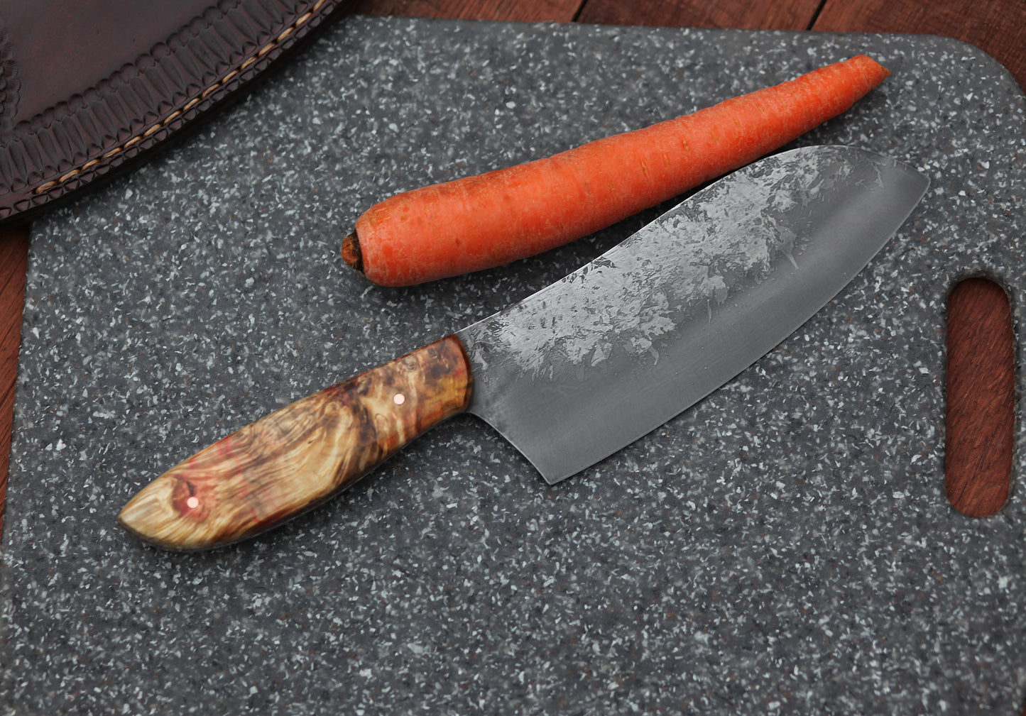 6.5 inch Camp/chef knife, fancy box elder