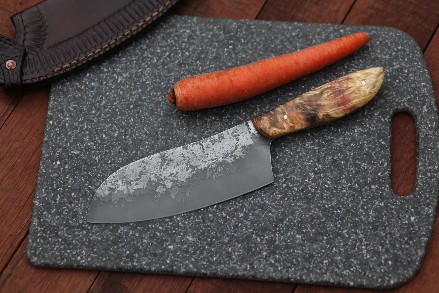 6.5 inch Camp/chef knife, fancy box elder