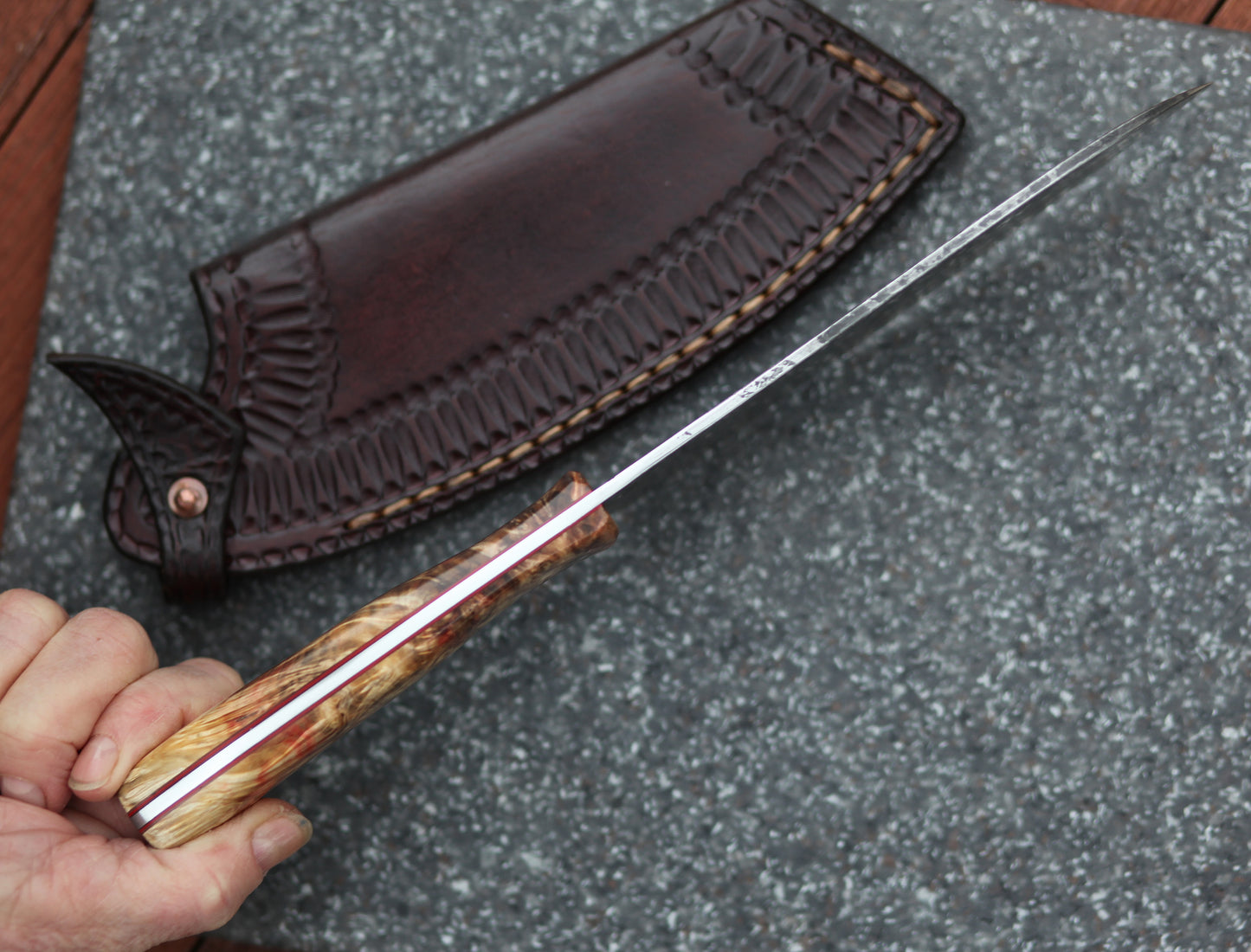 6.5 inch Camp/chef knife, fancy box elder