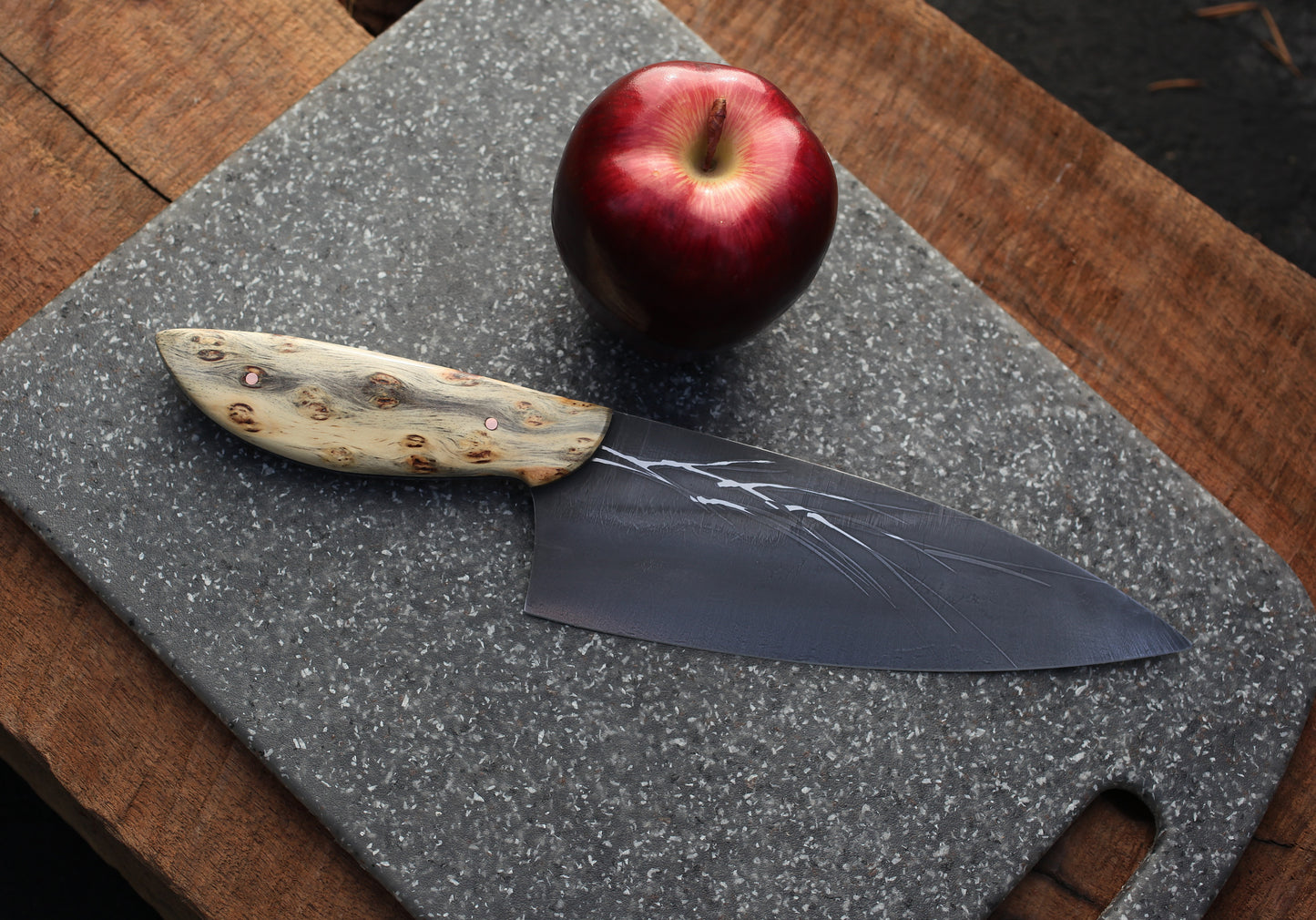 Custom 7.5 inch Chefs knife, Ponderosa pine