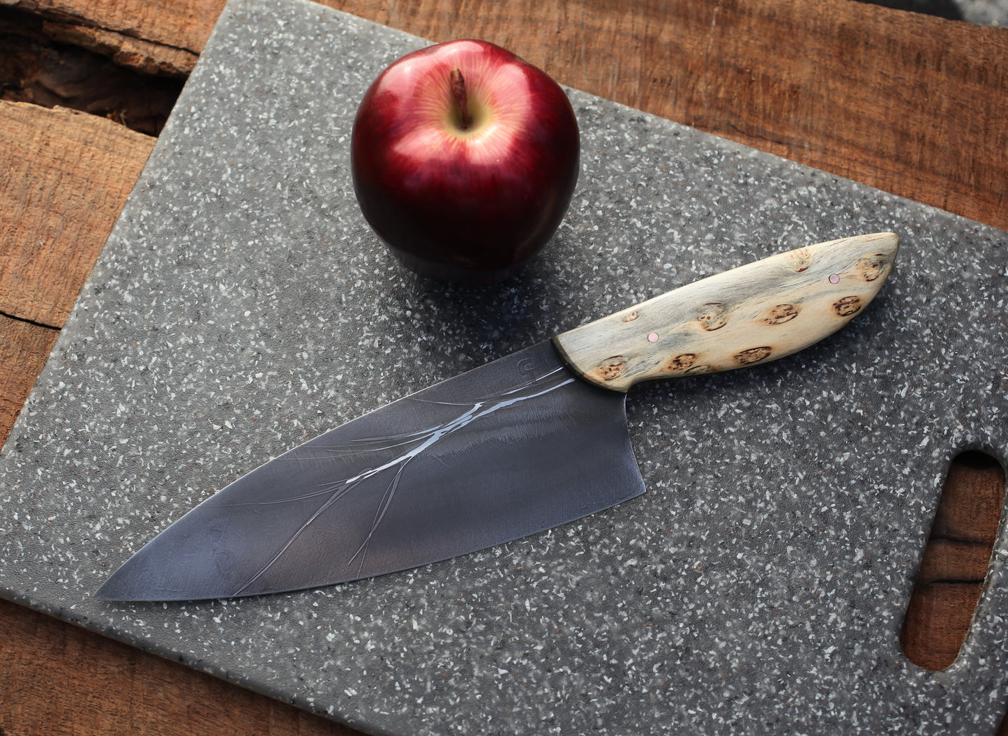 Custom 7.5 inch Chefs knife, Ponderosa pine