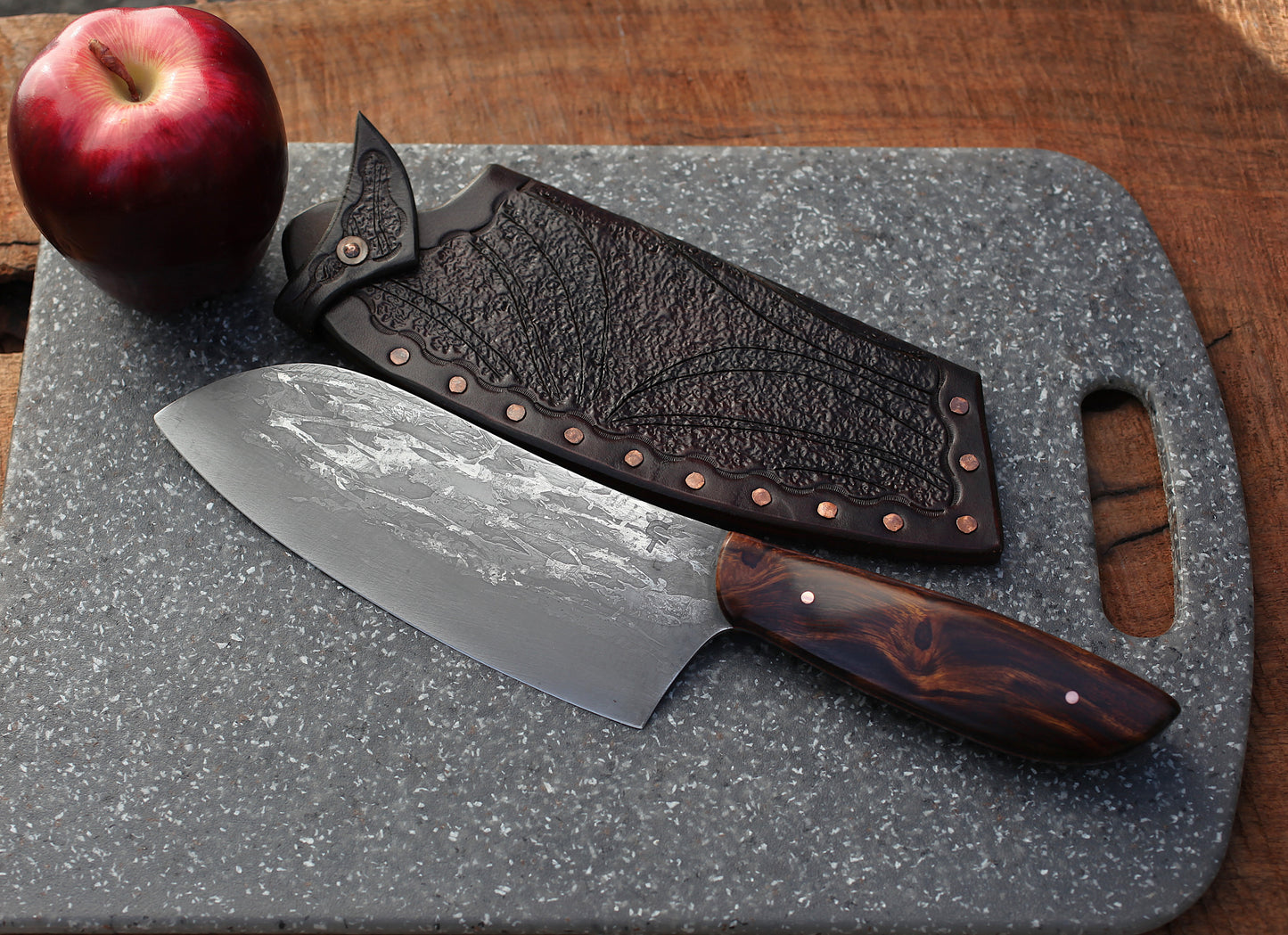 Custom Campm/chef knife, Arizona ironwood