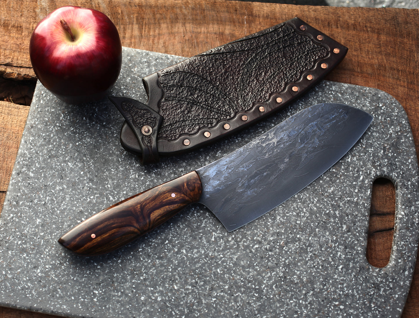 Custom Campm/chef knife, Arizona ironwood