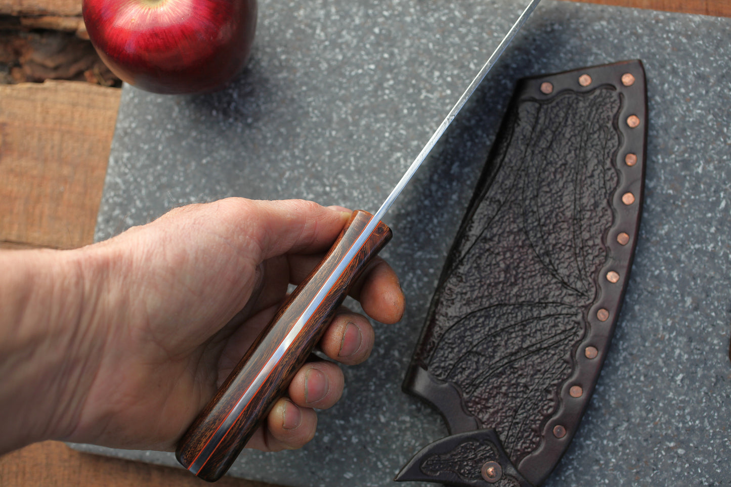 Custom Campm/chef knife, Arizona ironwood