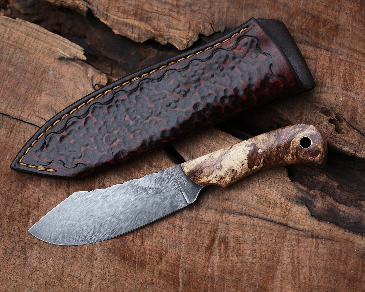 Nessmuk hunting knife, spalted maple