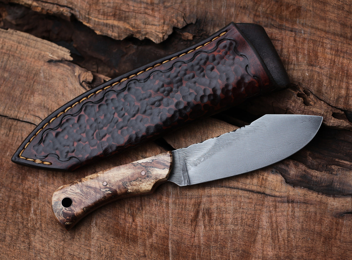 Nessmuk hunting knife, spalted maple