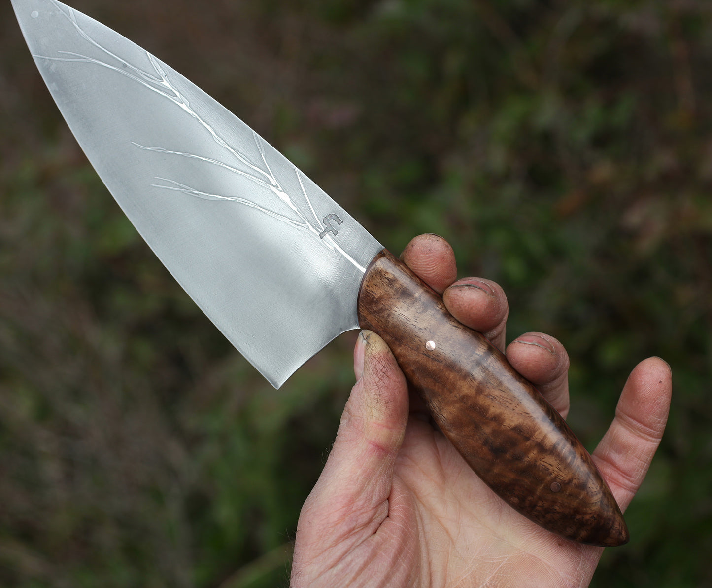 Custom Chefs knife,  figured walnut