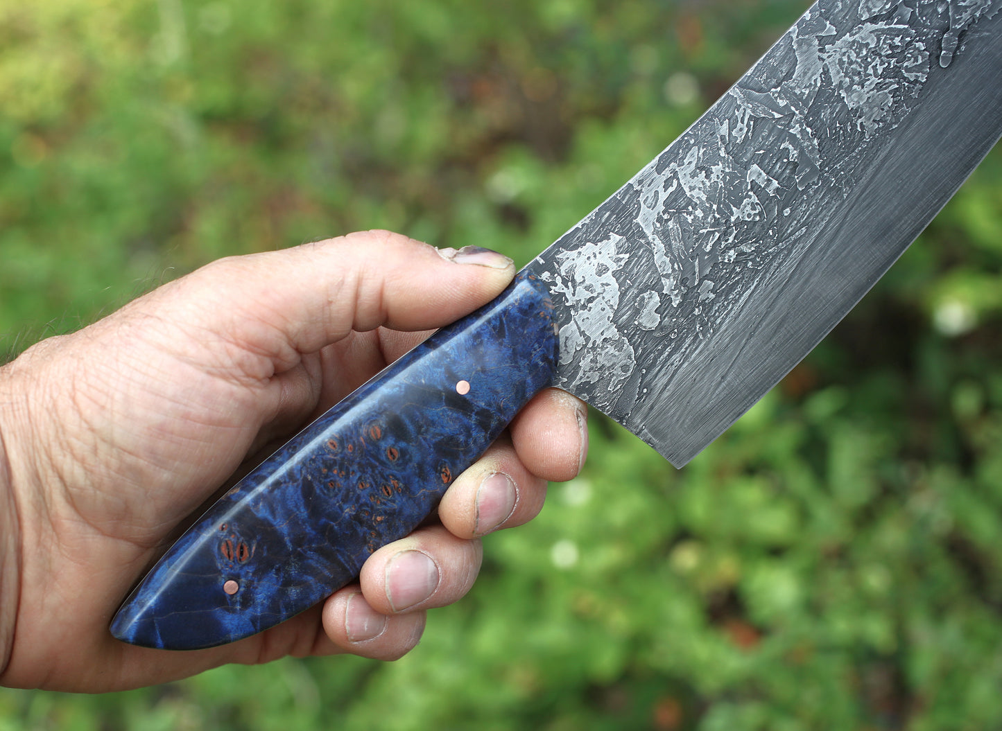 7.5 inch Camp/chef knife, blue maple burl