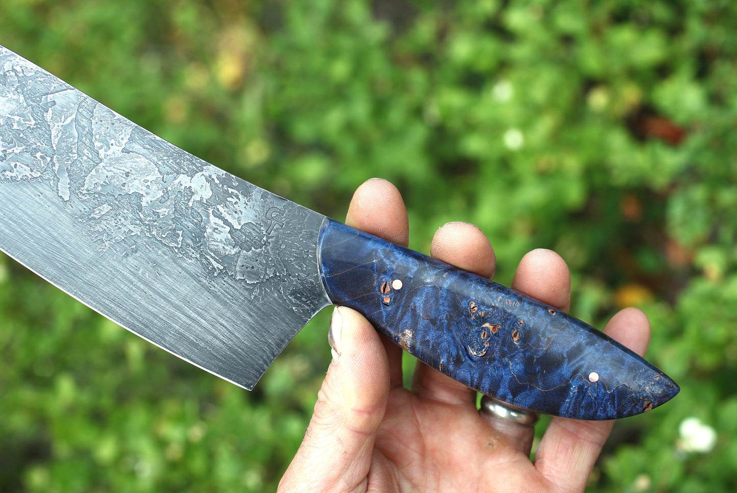 7.5 inch Camp/chef knife, blue maple burl